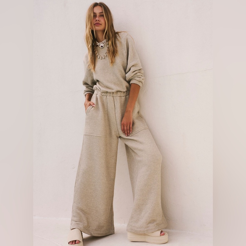 FREE PEOPLE DARLA ONE-PIECE JUMPSUIT IN WET PLASTER COLOR. Size small.